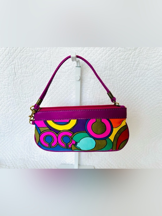 Coach Handbags - Coach Multicolor Graphic Wristlet with Fuchsia Trim